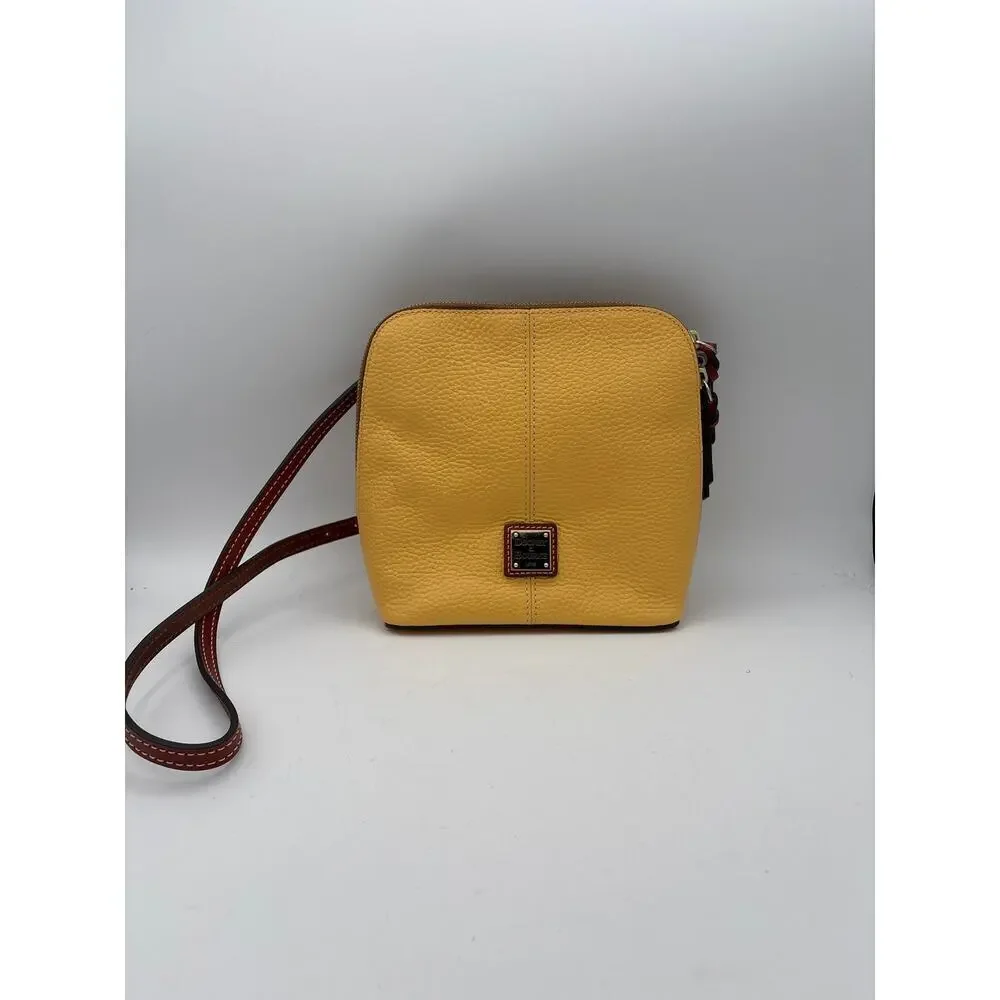 Women’s Dooney & Bourke Butter Yellow w/ Brown Accents Leather Crossbody Purse